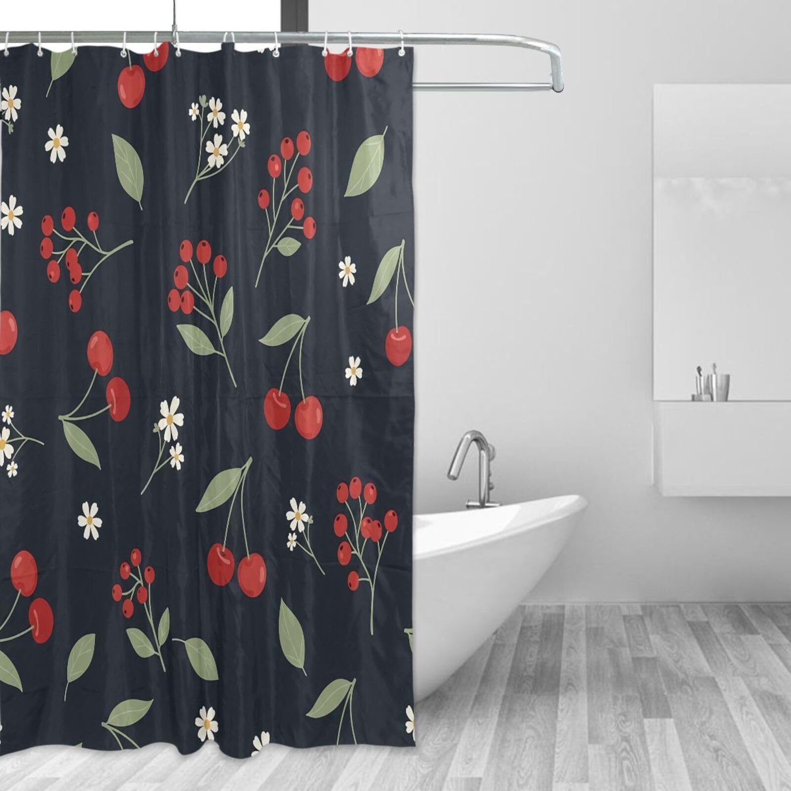 Rideau de douche imperméable résistant lavable motif floral 12 crochets