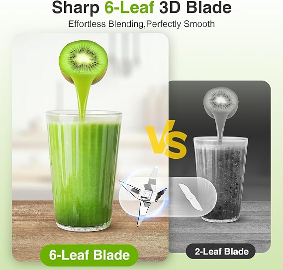 KOIOS Blender for Smoothies,Personal Blender for Shakes and Smoothies with 3 * 22oz To-Go Cups,22000 RPM Smoothie Maker,Detachable 6-leaf Blade Portable Blenders for kitchen,Black