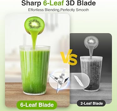 KOIOS Blender for Smoothies,Personal Blender for Shakes and Smoothies with 3 * 22oz To-Go Cups,22000 RPM Smoothie Maker,Detachable 6-leaf Blade Portable Blenders for kitchen,Black