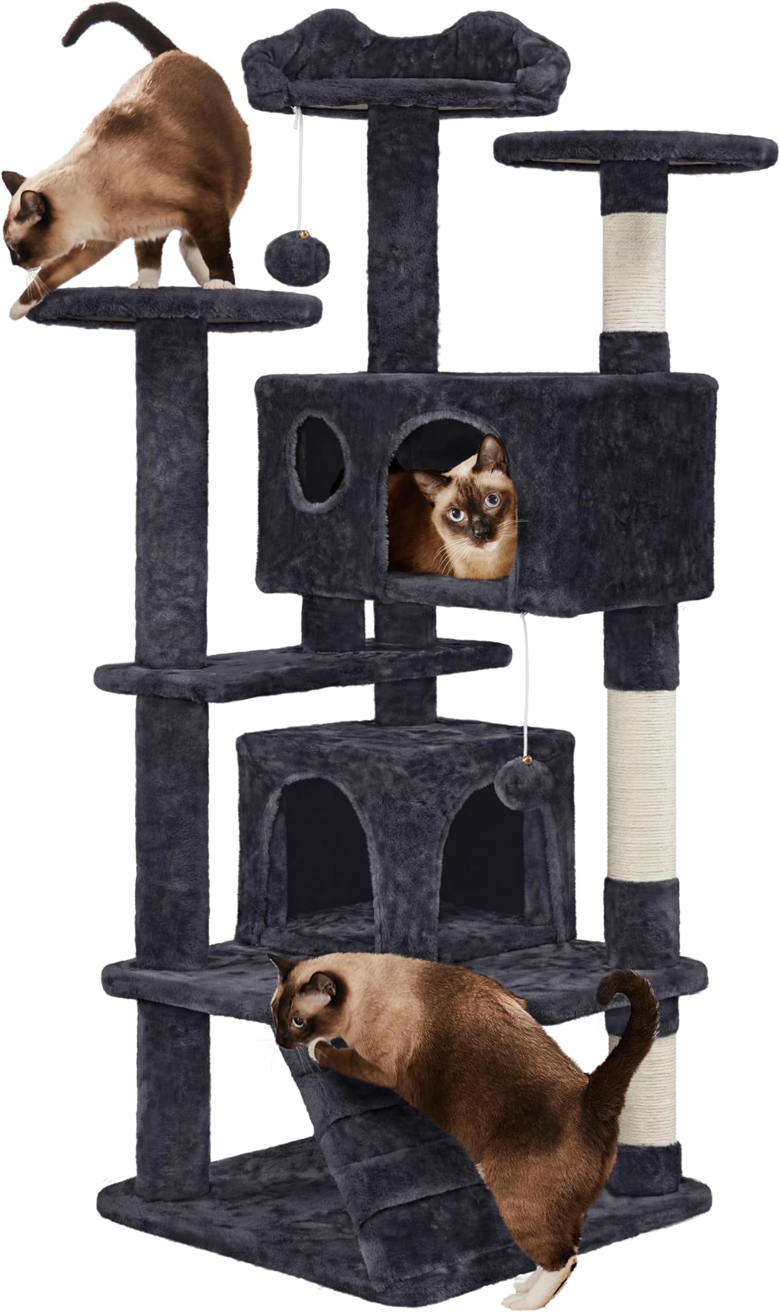 Yaheetech 54in Cat Tree Tower Condo, Cat Tree for Indoor Cats w/Scratching Post for Kittens Pet House Play