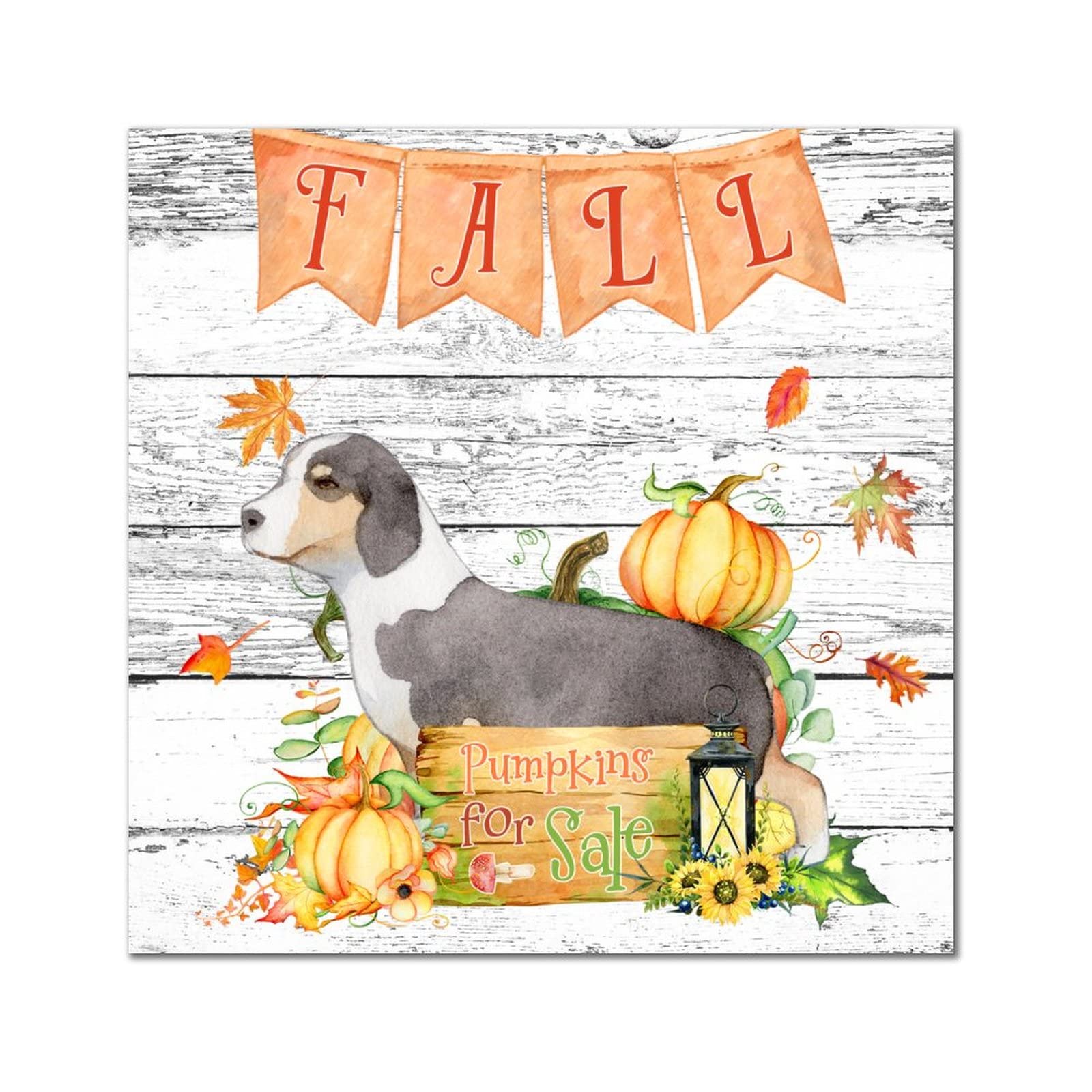 Plaque murale en bois Fall Pumpkins, l'esprit chaleureux de l'automne avec votre chien