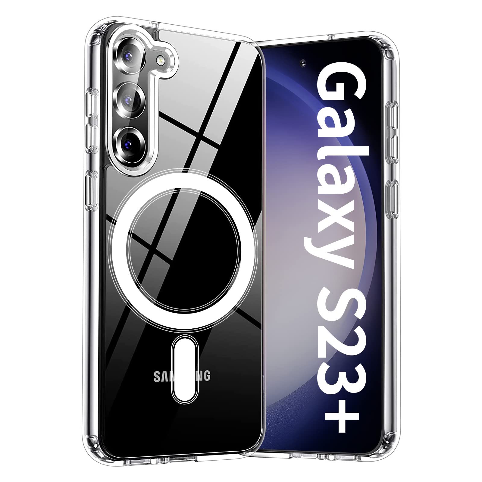 UCHUANGS23+ Plus Case Clear Cover for Samsung Galaxy S23+, with Support Ma-g-safe Charger Charging Ultra-Thin Shockproof and Transparent Non-yellowing Case for S23+ 6.6 Inch (2023)