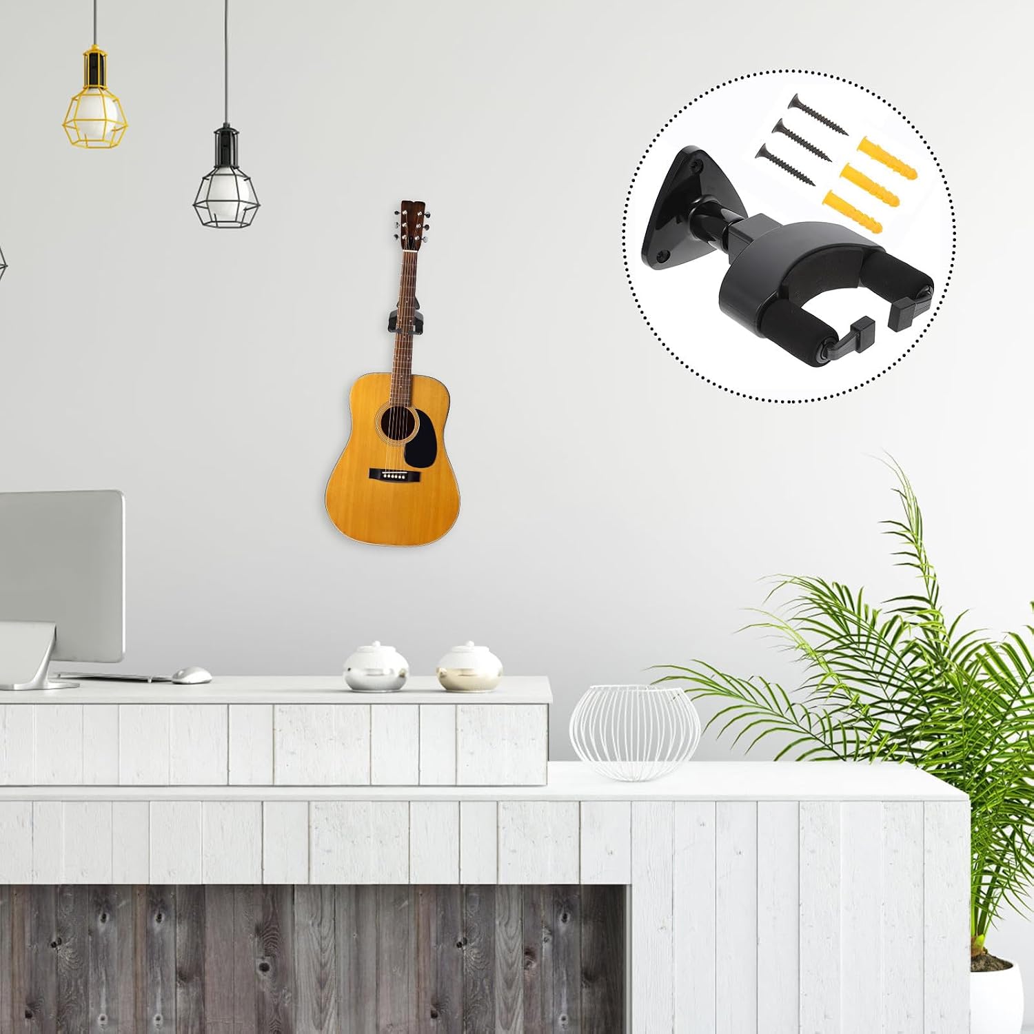 Alipis Ukulele Guitar Wall Hanger Hook Holder Classic Guitar Wall Mounted Rack for Acoustic and Electric String Instruments Music Instrument Display image 4