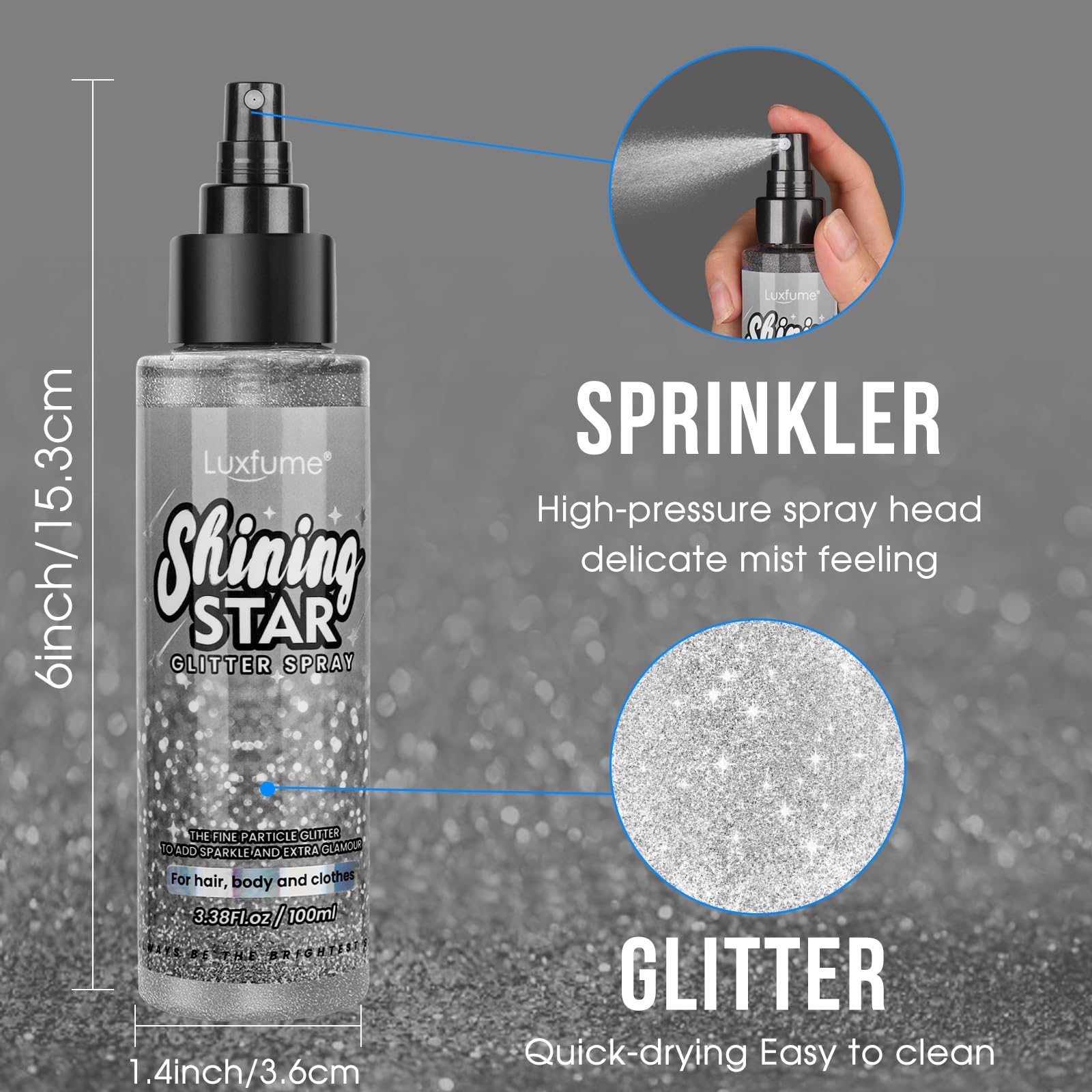 Lot De 2 Pulvérisateurs à Paillettes Transparents - Flacon