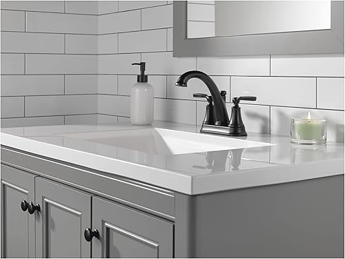 Miniatura 6 de Delta Faucet Woodhurst - Grifo de baño central, níquel cepillado, grifo de baño de 2 manijas, montaje de drenaje de metal, acero inoxidable,