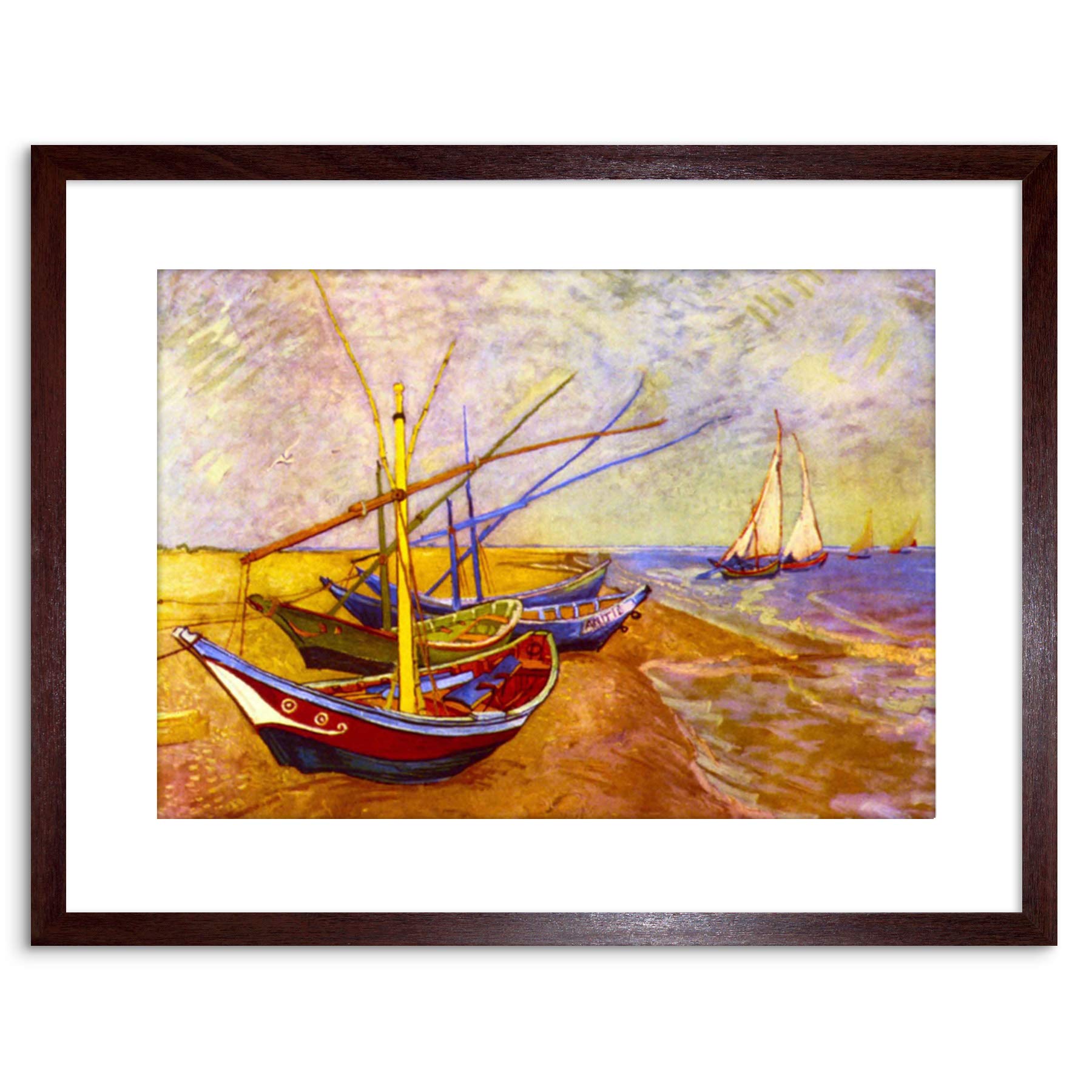 Wee Blue Coo Painting Van Gogh Boats Saintes-maries Framed Wall Art Print