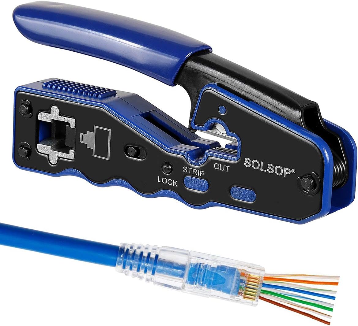 Buy Solsop RJ45 Crimp Tool Pass Through Crimper Cat5e Cat5 CAT6