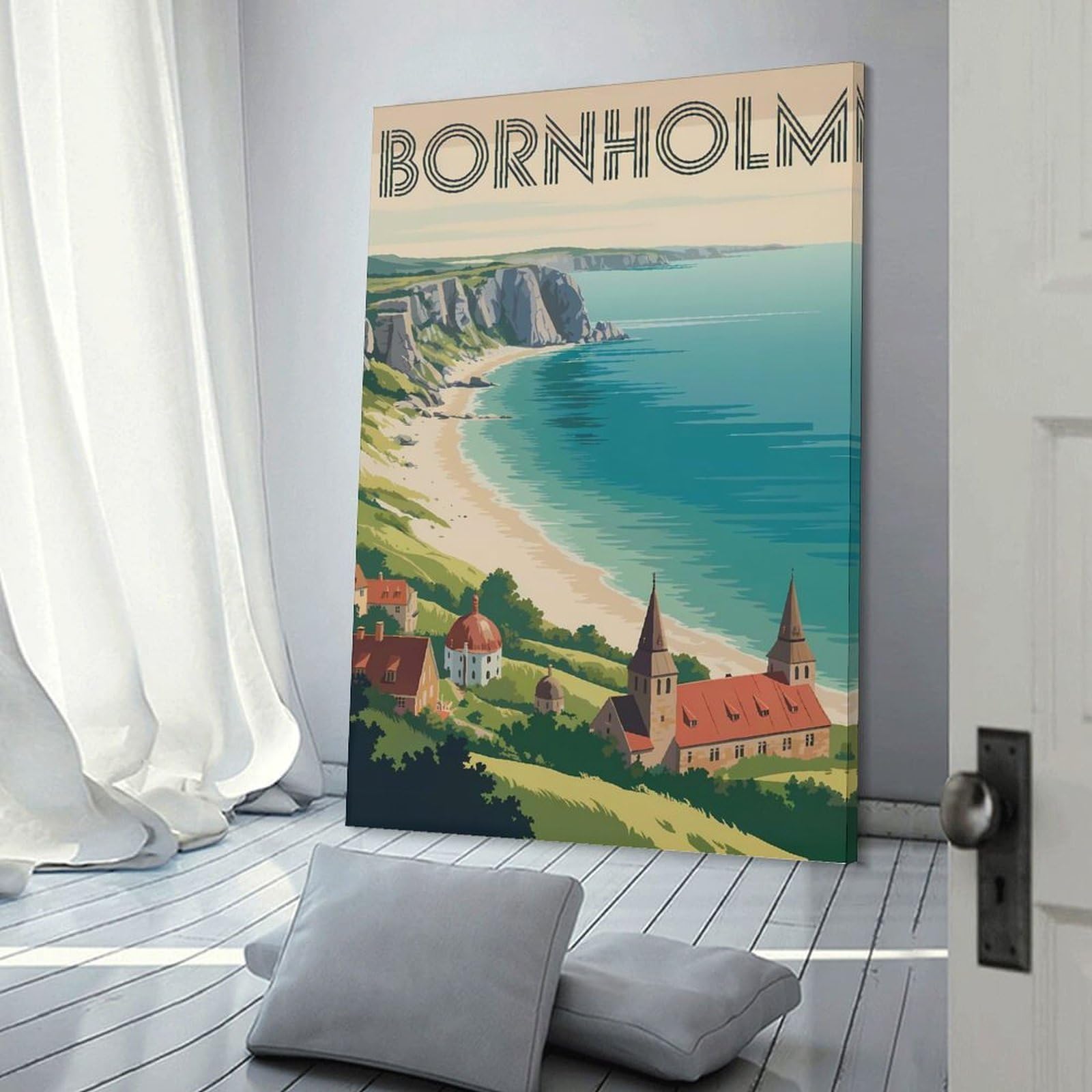 Junmoney Bornholm Travel (3) Canvas Wall Art, 20x30inch(50x75cm), for Living Room, Bedroom Or Apartment Walls, A Home Accent with Warm Character