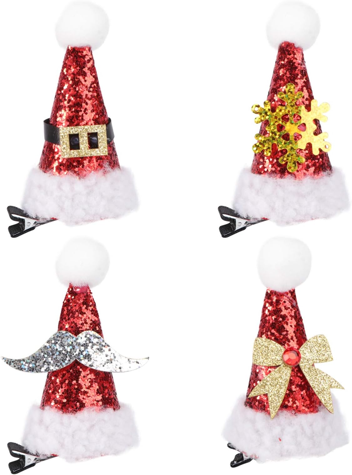 Amosfun 20pcs Christmas Hair Clips Santa Hat Hair Clip Christmas Hair Barrettes Costume Headpiece Photo Props Chritmas Party Favor Gifts (Colorful)