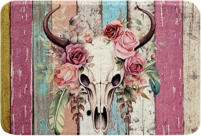 Erosebridal Bull Skull Bathroom Rugs 20
