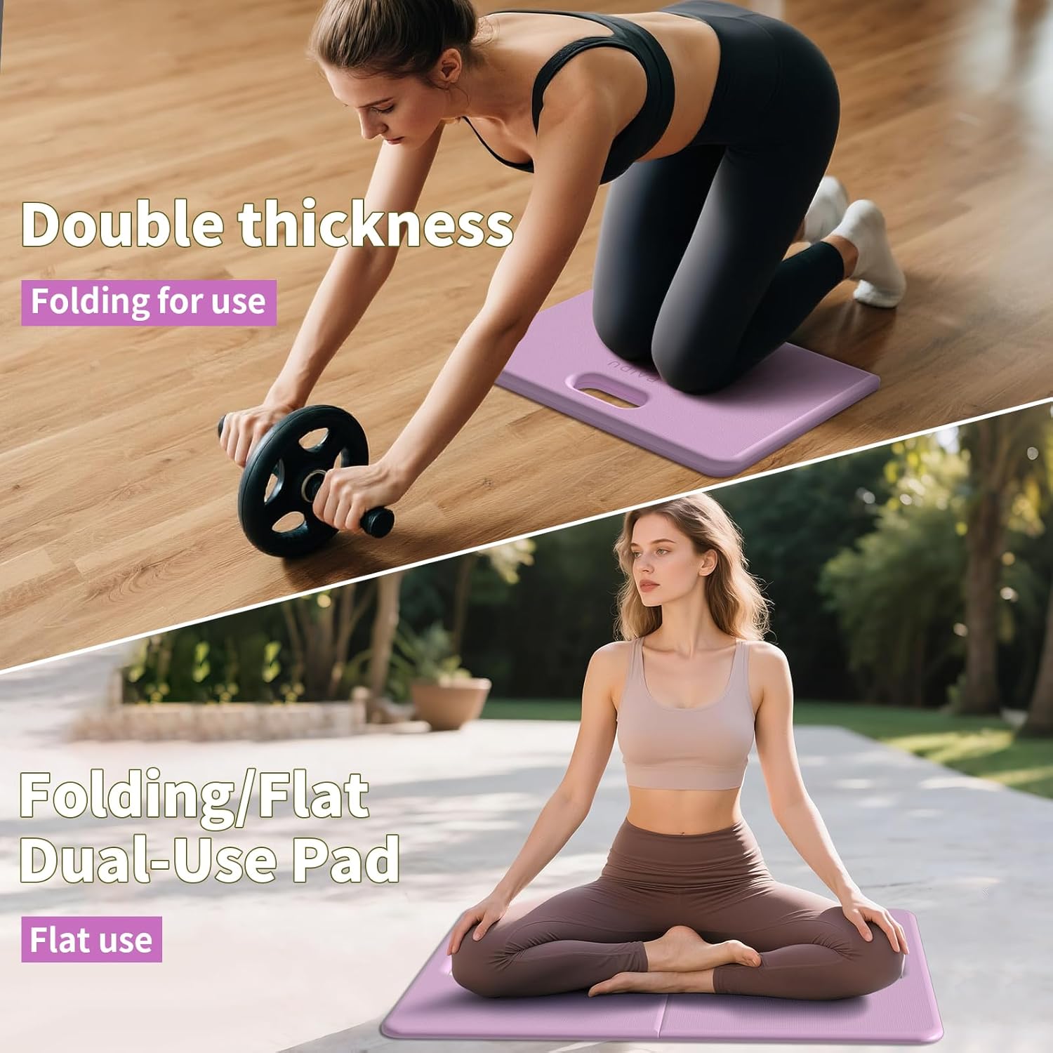 Yoga Knee Pad - 1 Inch Thick with Extra Cushioning, Pain-Free for Knees, Elbows, Wrists and Back | Foldable and Multi-Functional, Suitable for Home Gym, Pilates, Plank, Abdominal Training Fitness Mat - Image 2