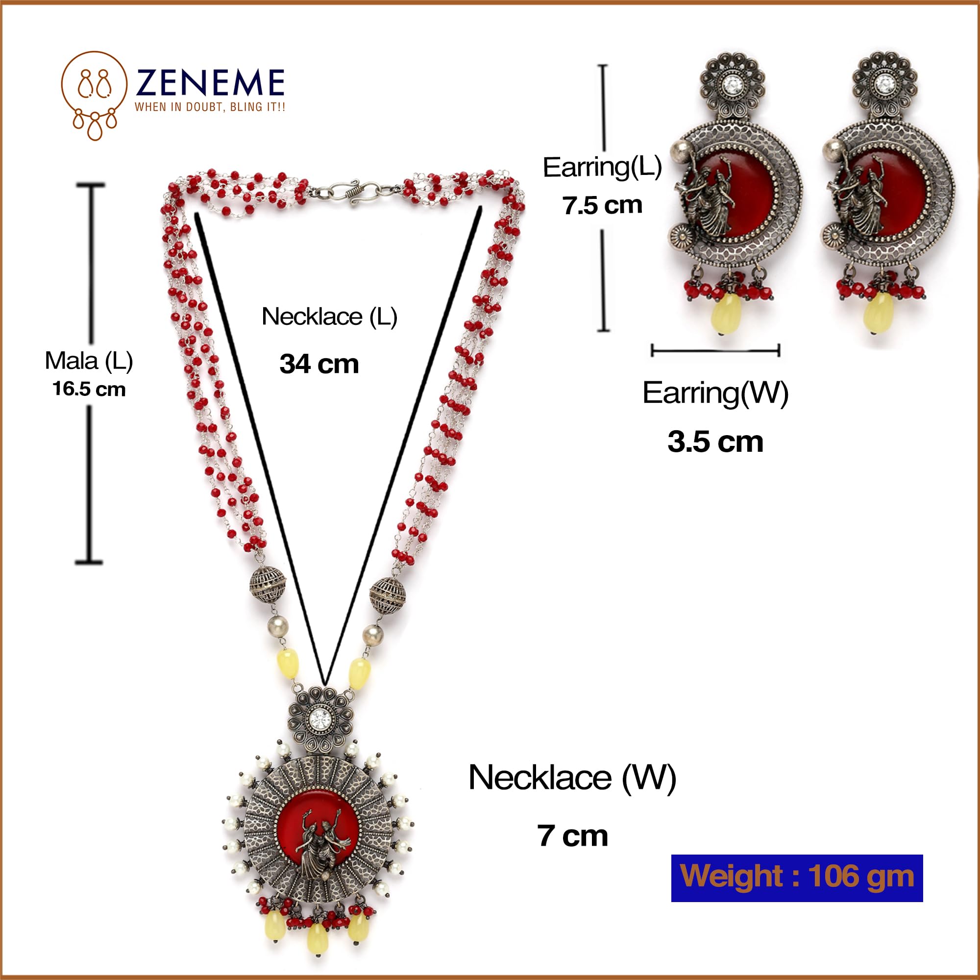 Antique Matte God Krishna Jewellery Set with Stone Studded & Beads