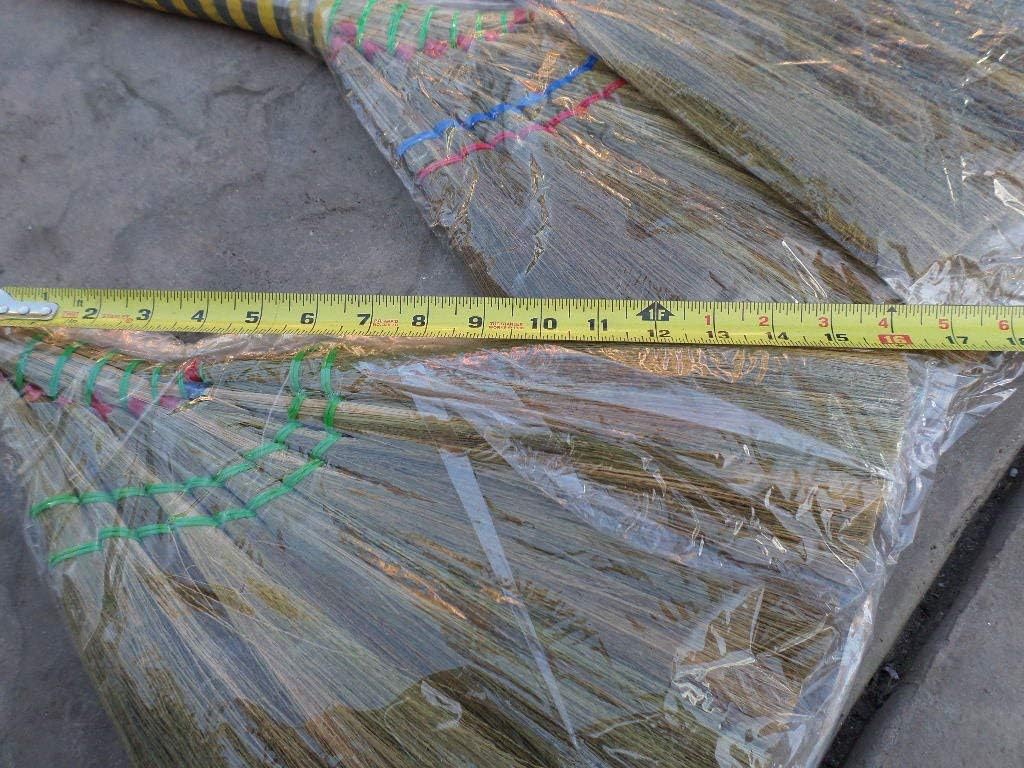 lot of 3 Pieces Vietnamese Soft Fan Straw Broom with Plastic wrap Straw Handle (chổi lúa) 40 inch and a Free Yellow Plastic Tube Handle Broom