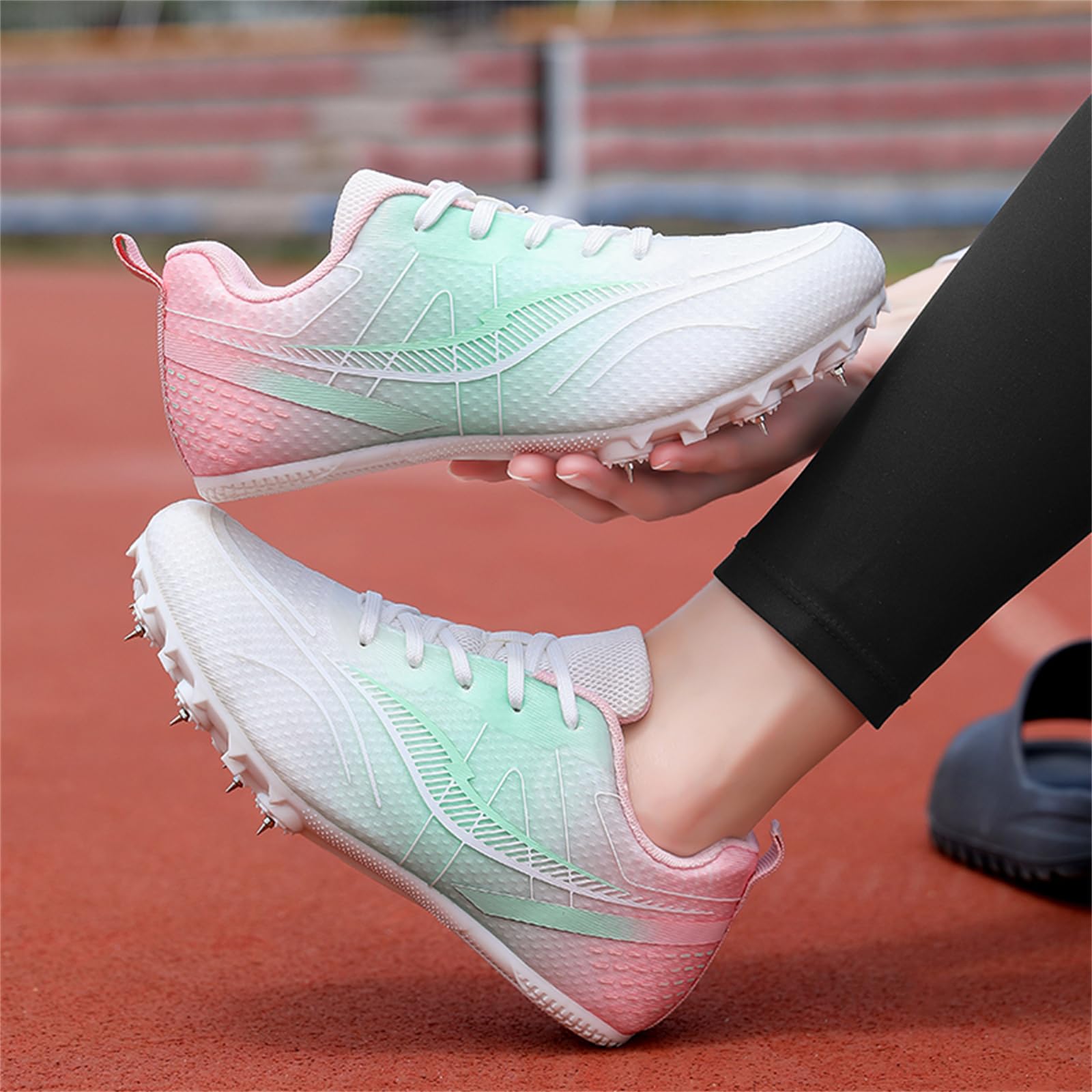 Chaussures D'athlétisme Femmes Baskets Respirantes pour Course sur Piste Saut Sprint Pointes Chaussures De Sport