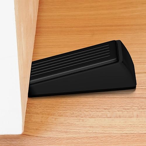 Miniatura 2 de Architectural Hardware - Tope de puerta de zinc resistente con agarres de goma antirozaduras - Topes de puerta de cuña de metal y goma para la parte