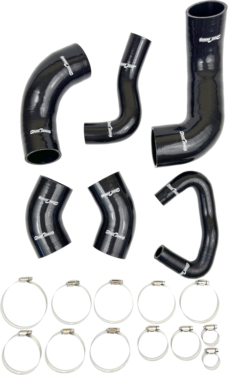 Silicone Intercooler Hose Kit designed for 2001-2006 Mitsubishi Lancer Evolution EVO 7/8/9 CT9A 4G63, Black