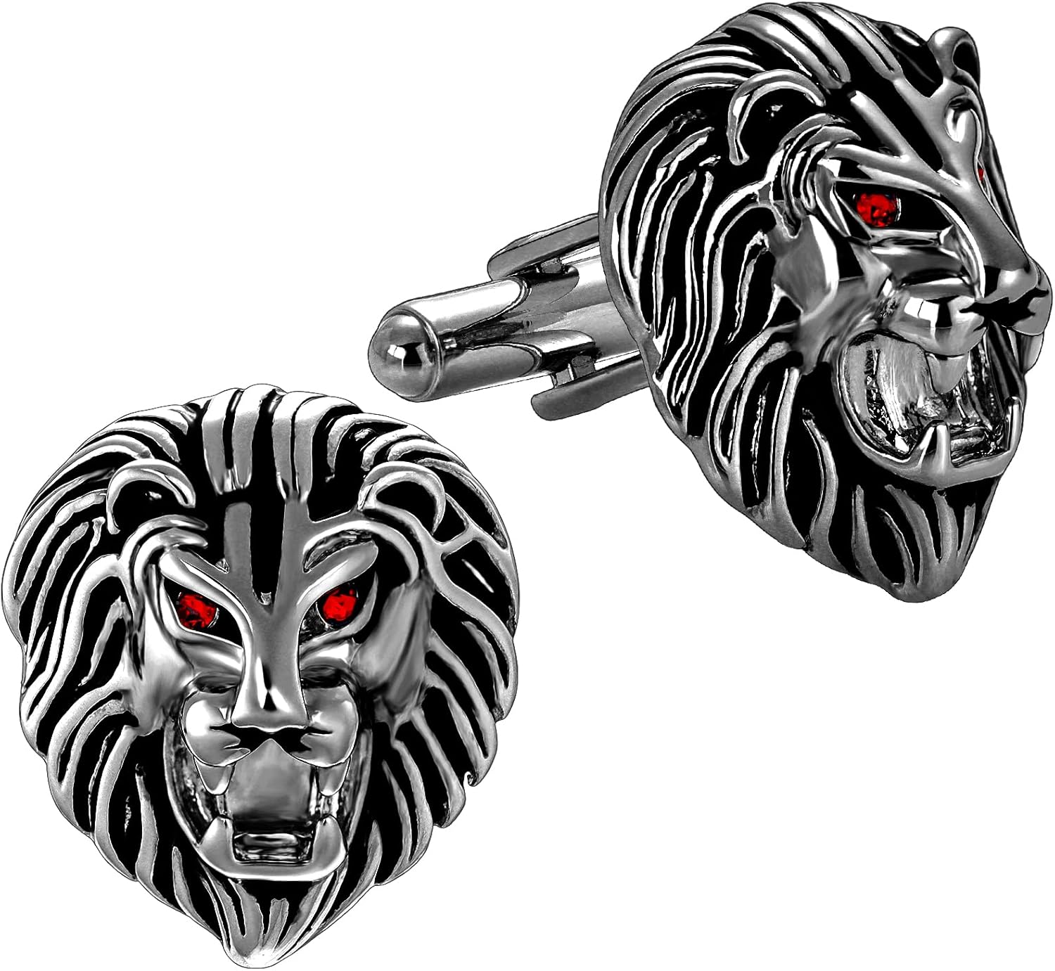HAWSON Vintage Lion Head Cufflinks for Men with Gift Box, Gold Silver Black Tone Cuff Links for Men's Dress Shirts and French Cuff Shirts, Mens Personalized Jewelry or Accessories Unique