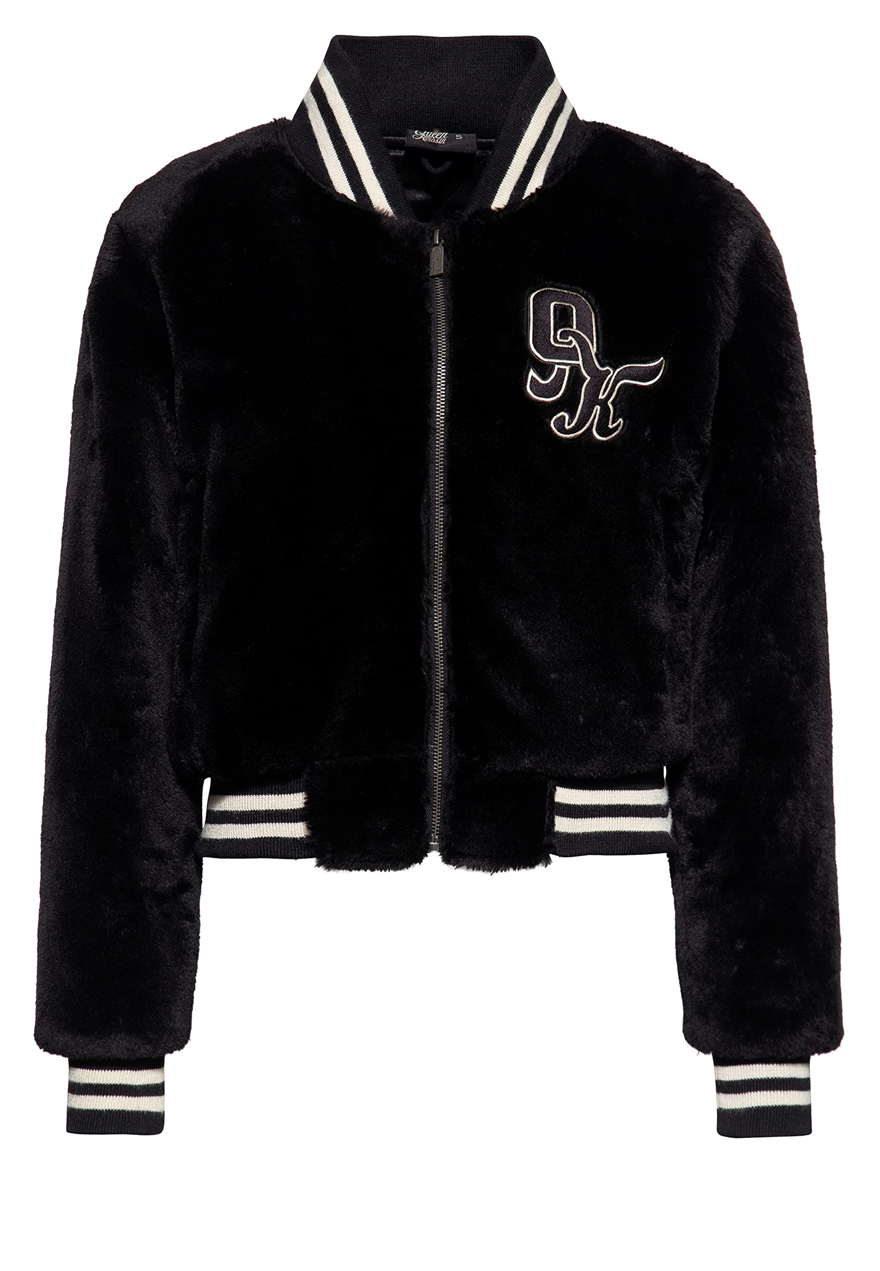 Queen KerosinWomen's College Jacket Regular Fit Faux Fur Embroidery