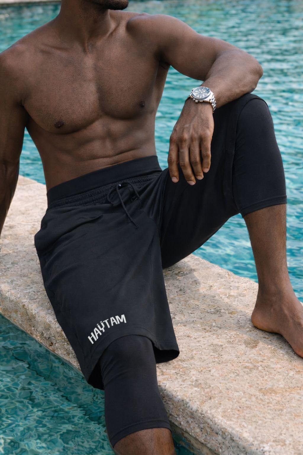 HAYTAM Maillot de Bain pour Les Musulman Sarouel de Bain Short Homme Long Awrah Short de Bain awra Homme Séchage Rapide Idéal Natation