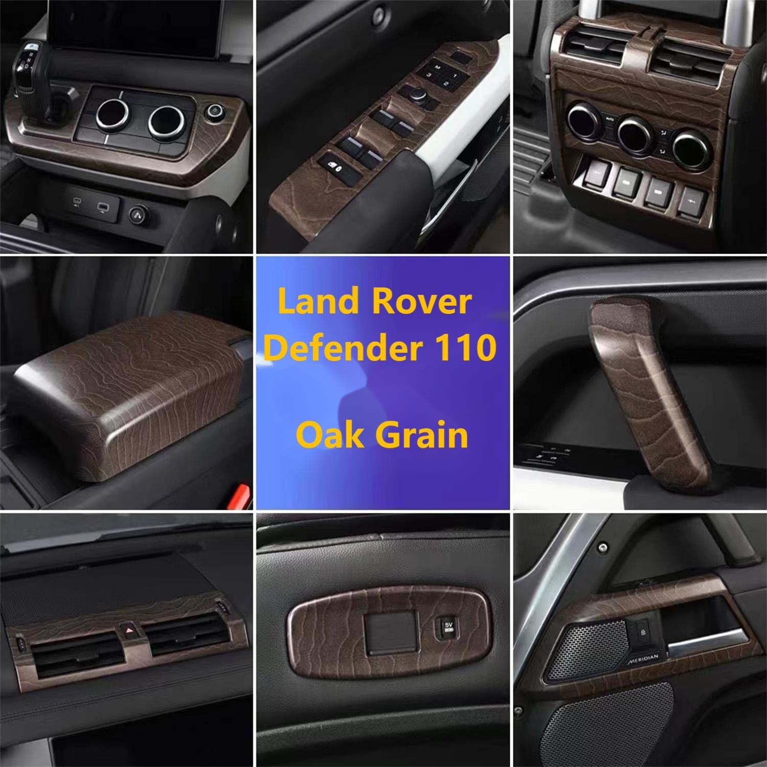 ddx 34pcs ABS Oak Grain Car Interior Protection Decorative Cover for Land Rover Defender 110 2020-2022 Accessories