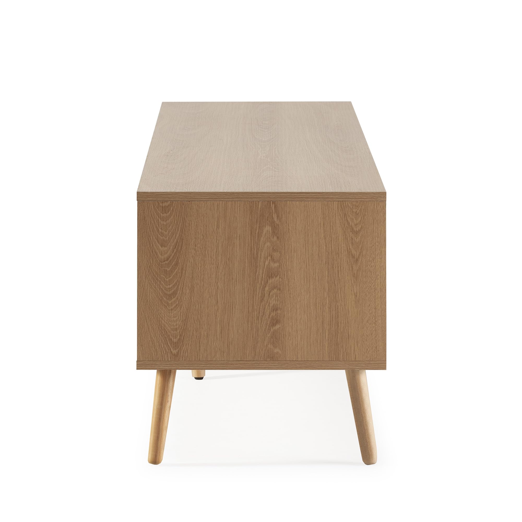 HOMN LIVING Meuble TV Lluvia 4 Portes Coloris chêne, 160 cm (Largeur) 40 cm (Profondeur) 45 cm (Hauteur)