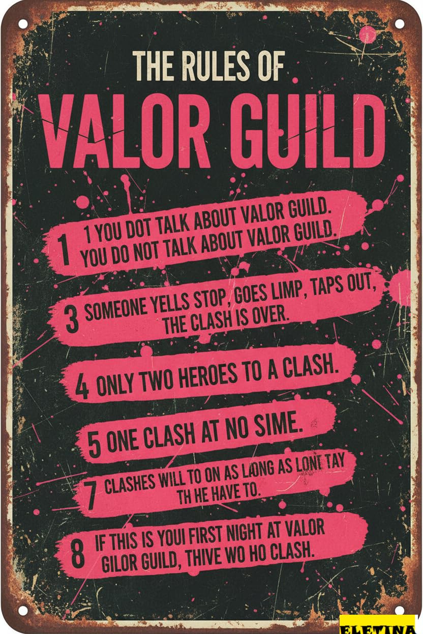 Vintage Metal Tin Sign Fight Club Rules Poster Funny Novelty Retro Wall Decor Home Gate Garden Bars Restaurants Cafes Office Store Pubs Club Gift 8x12 Inch