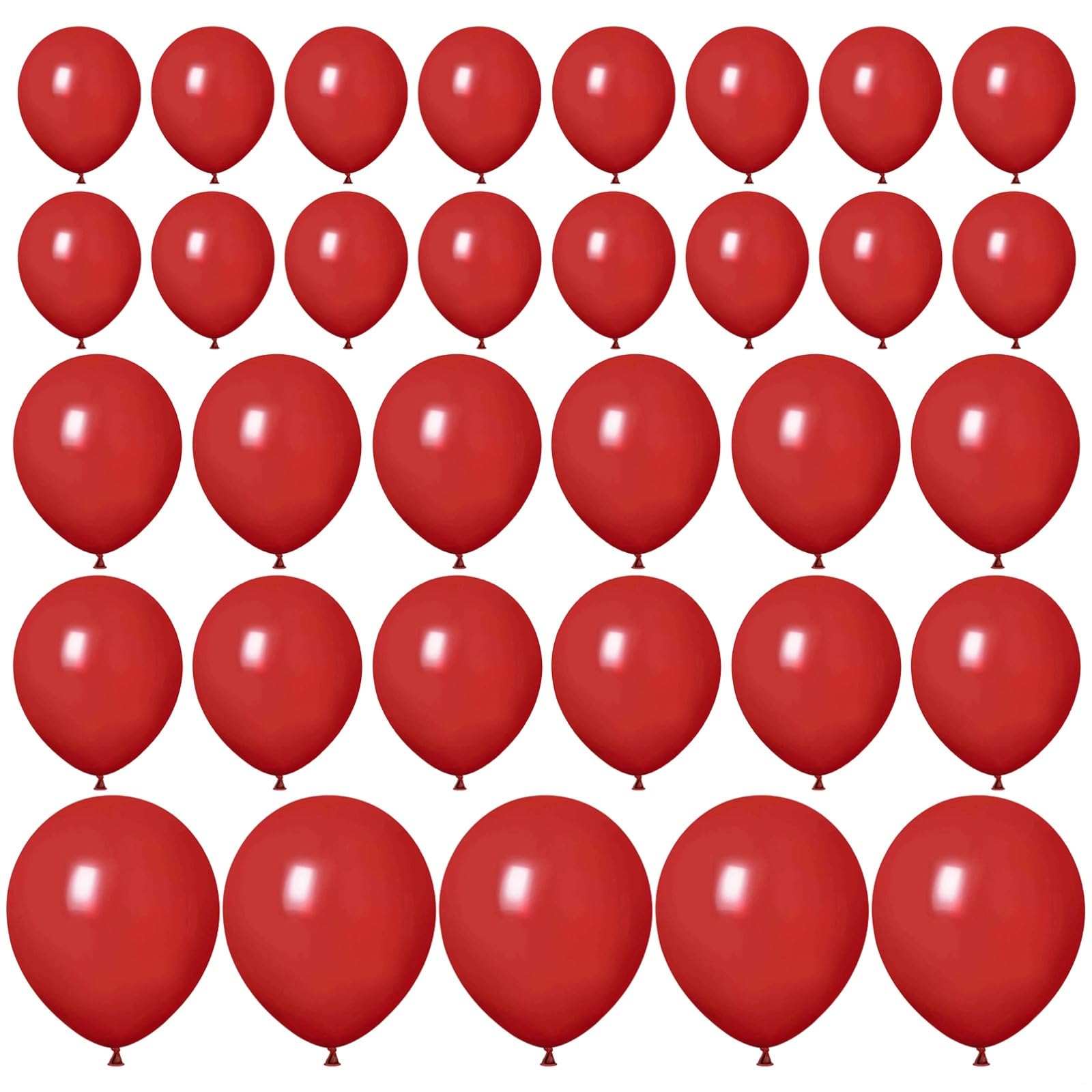 Zestaw 250 czerwonych balonów do dekoracji imprezowych, balony lateksowe 10/12/45 cm, zestaw balonów w wielu rozmiarach z matowym wykończeniem na urodziny, wesela, imprezy