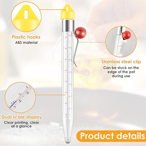 Miniatura 2 de Termómetro de caramelo con clip para olla, termómetro de freír profundamente, termómetro de aceite para freír, termómetro de vidrio para dulces,