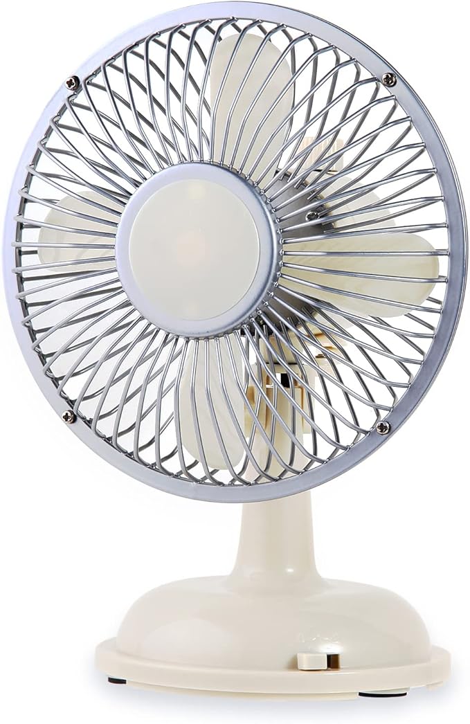 Avoeco Mini Retro Desk Fan with Oscillating Function, USB