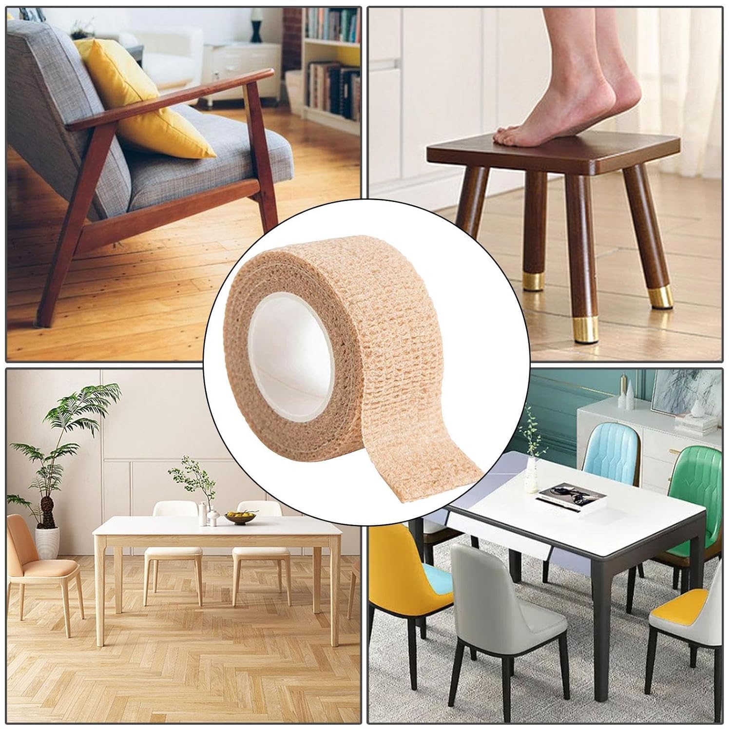 Kyrotech Sandalye Ve Masa Ayak Koruyucu Keçe Kaymaz Bant, Mobilya Ayak Pedi, Kendinden Yapışkanlı, Fayans, Ahşap, Parke Koruma Keçesi, Gürültü Ve Çizilme Önleyici Keçe Bant