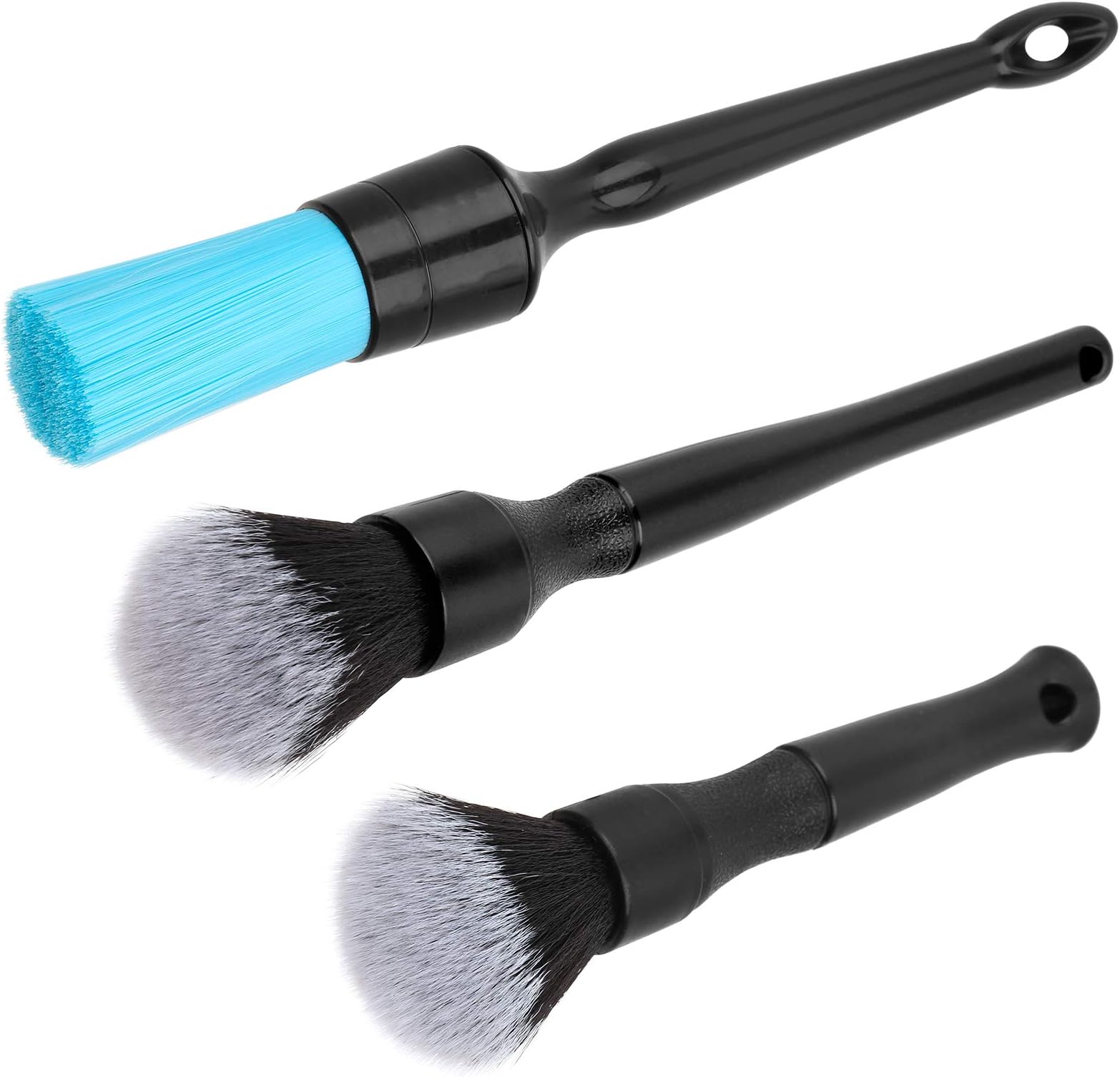3 Pack Ultra-Soft Detailing Brush Set, Comfortable Grip and Scratch-Free Cleaning for Exterior, Interior Panels, Emblems, Badges, Gauge Cluster, Infotainment Screen