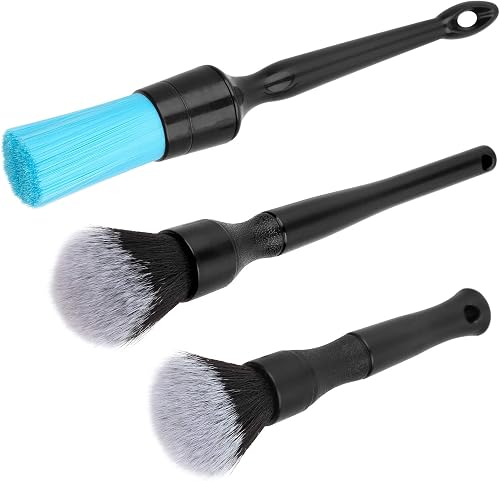 Ultra- Soft Car Detailing Brush Set, Auto Detail Brush Kit for Elegant Surfaces, Interior Exterior No Scratch for Cleaning Air Vent Engine Bay Emblems Dashboard Seat Wheel, Engine, Wheel Nut