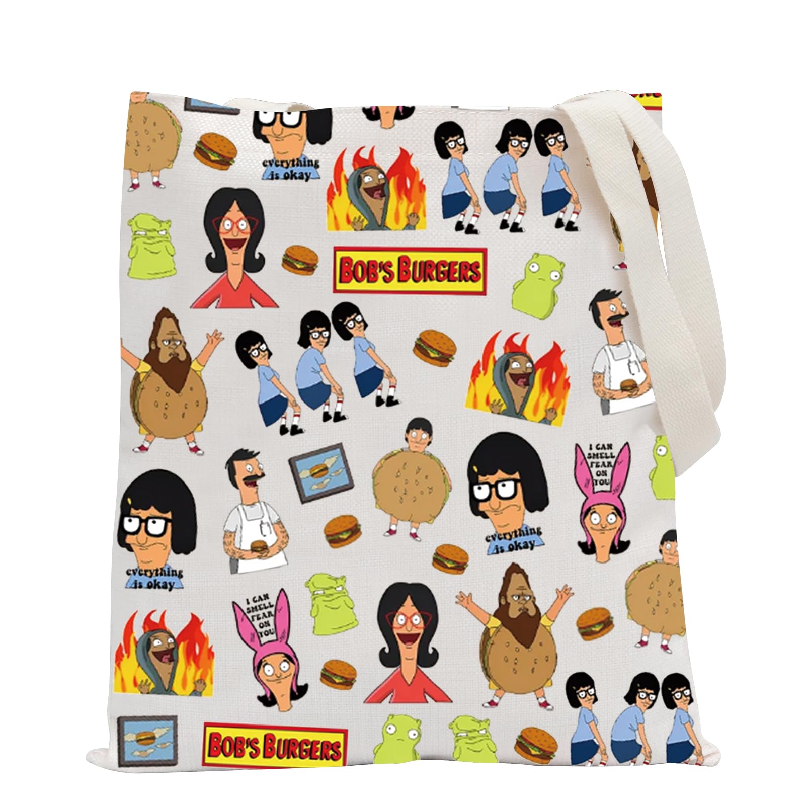 POFULLB Burger Family Inspired Tote Bag Bob TV Series Fan Gift Cartoon Merchandise