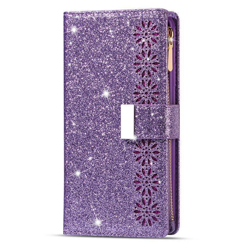Housse iPhone 13 Pro Max violette pour organiser vos cartes en déplacement