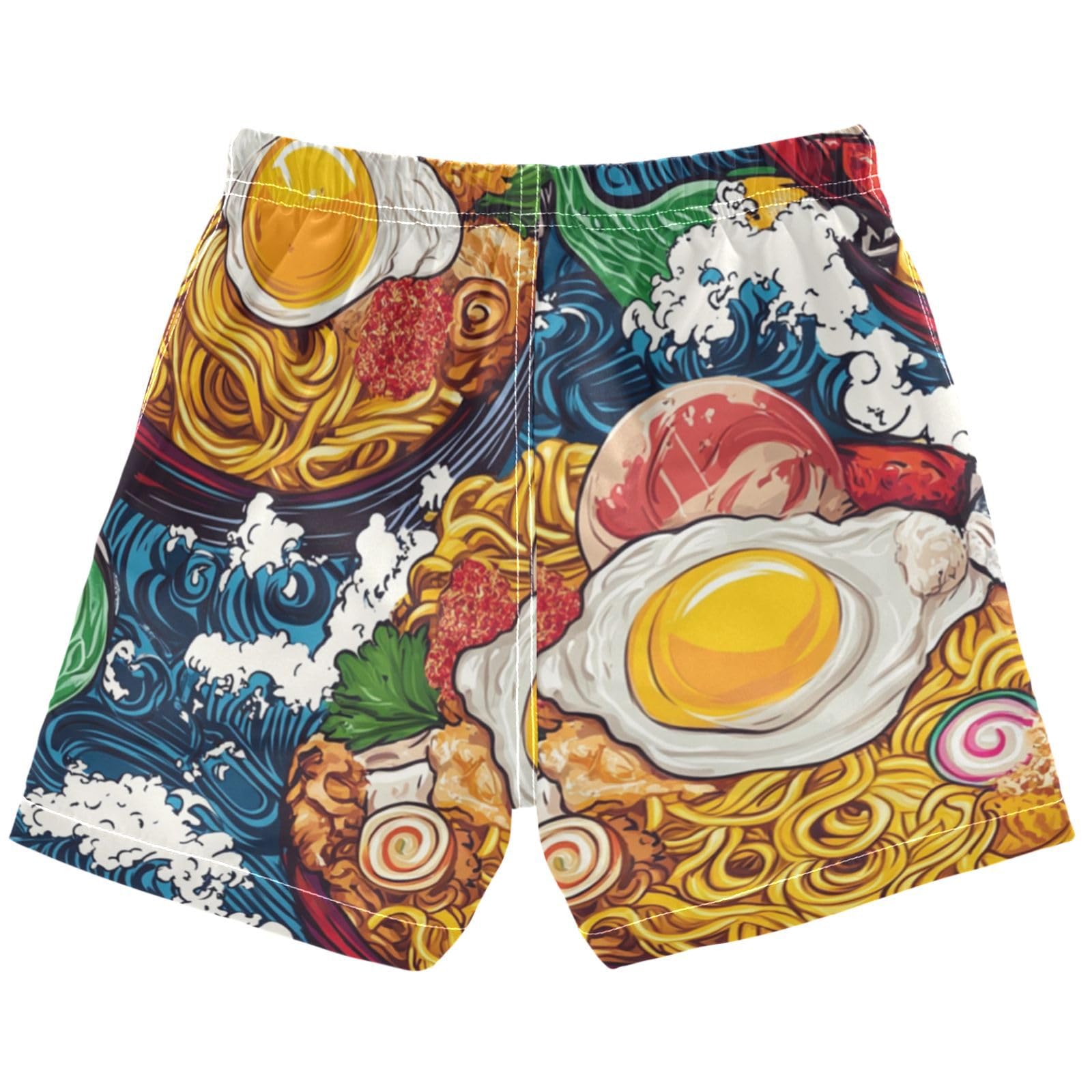 Pigsaly Boys Swim Trunks Beef Colorful Japanese Yummy Ramen Eggs Toddler Beach Board Shorts Baby Summer Bathing Suit M