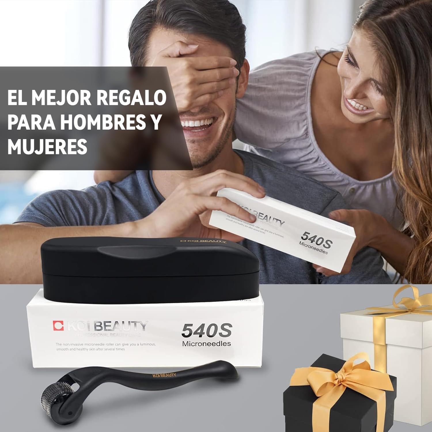 KOI BEAUTY Derma Roller 0.5 Para La barba y el cabello crecen, 540 agujas de titanio, Profesiona Microneedling Roller para hombres y mujeres, Negro mate barba Roller, Microneedle Roller — view 6