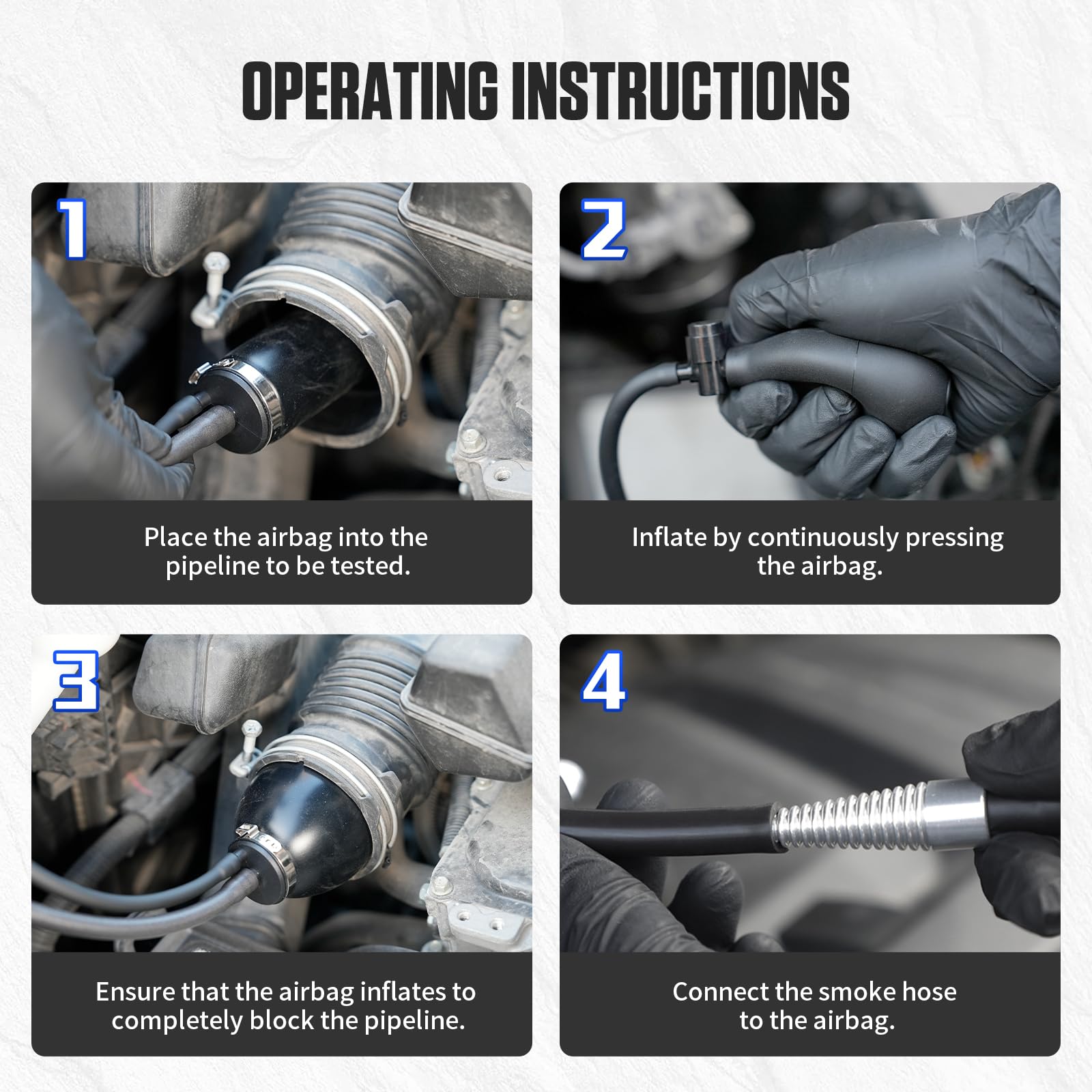 MRCARTOOL Universal-Auto-Rauchmaschine, aufblasbarer Adapter, Kfz-EVAP-Lecktester, Zubehör, einfacher Einlass-Leckstopfen