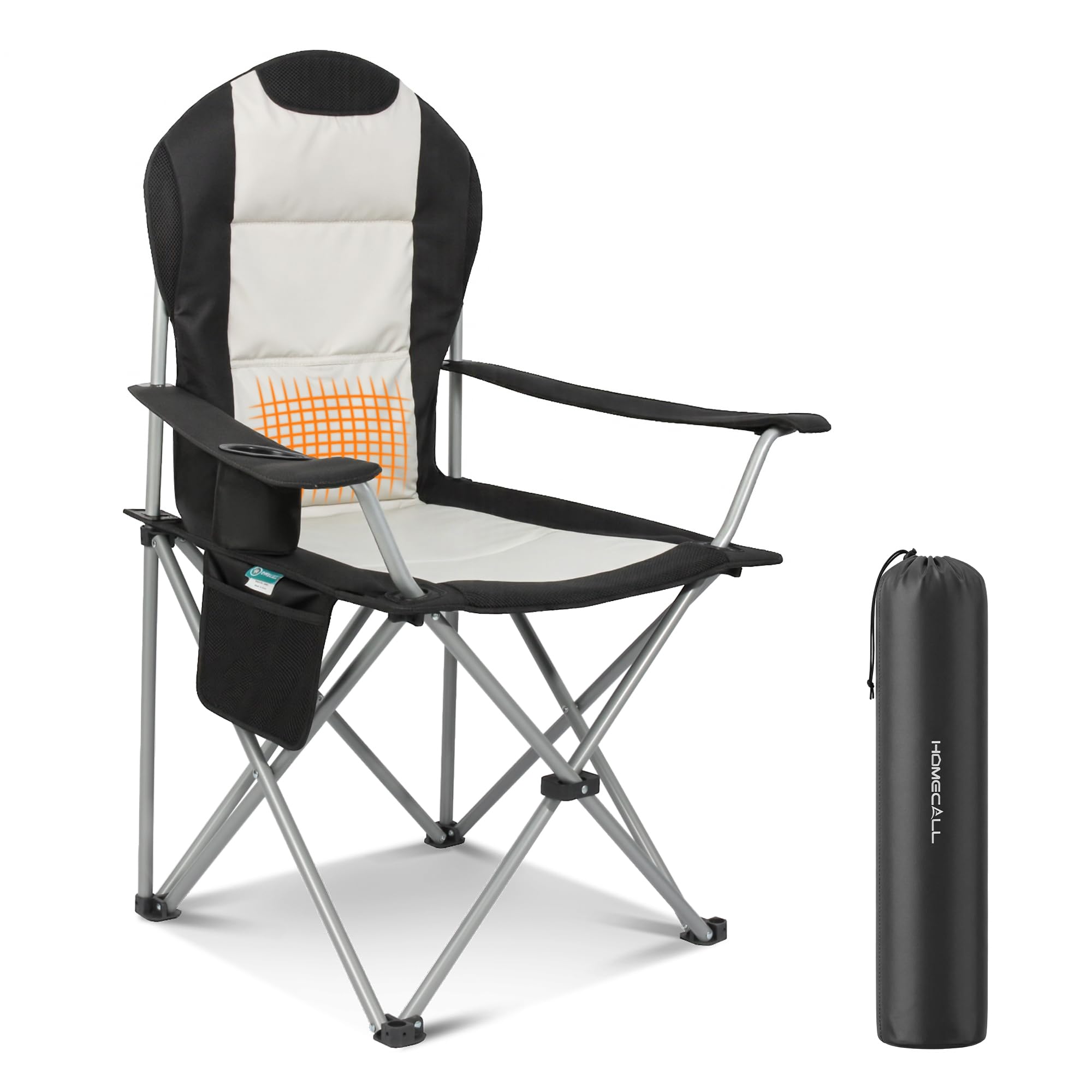 Homecall Campingstuhl Faltbar 150kg Belastbar Campingstuhl Hochlehner 108cm mit Lendenwirbelstütze, Gepolstert Klappstuhl Camping Stuhl Angelstuhl Faltbar für Garten Picknick