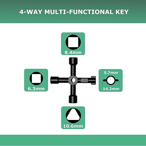 Miniatura 4 de Kit de llave de medidor de agua de 16 pulgadas, herramienta de cierre de agua de grado industrial, herramienta multifuncional de 4 vías y llave de