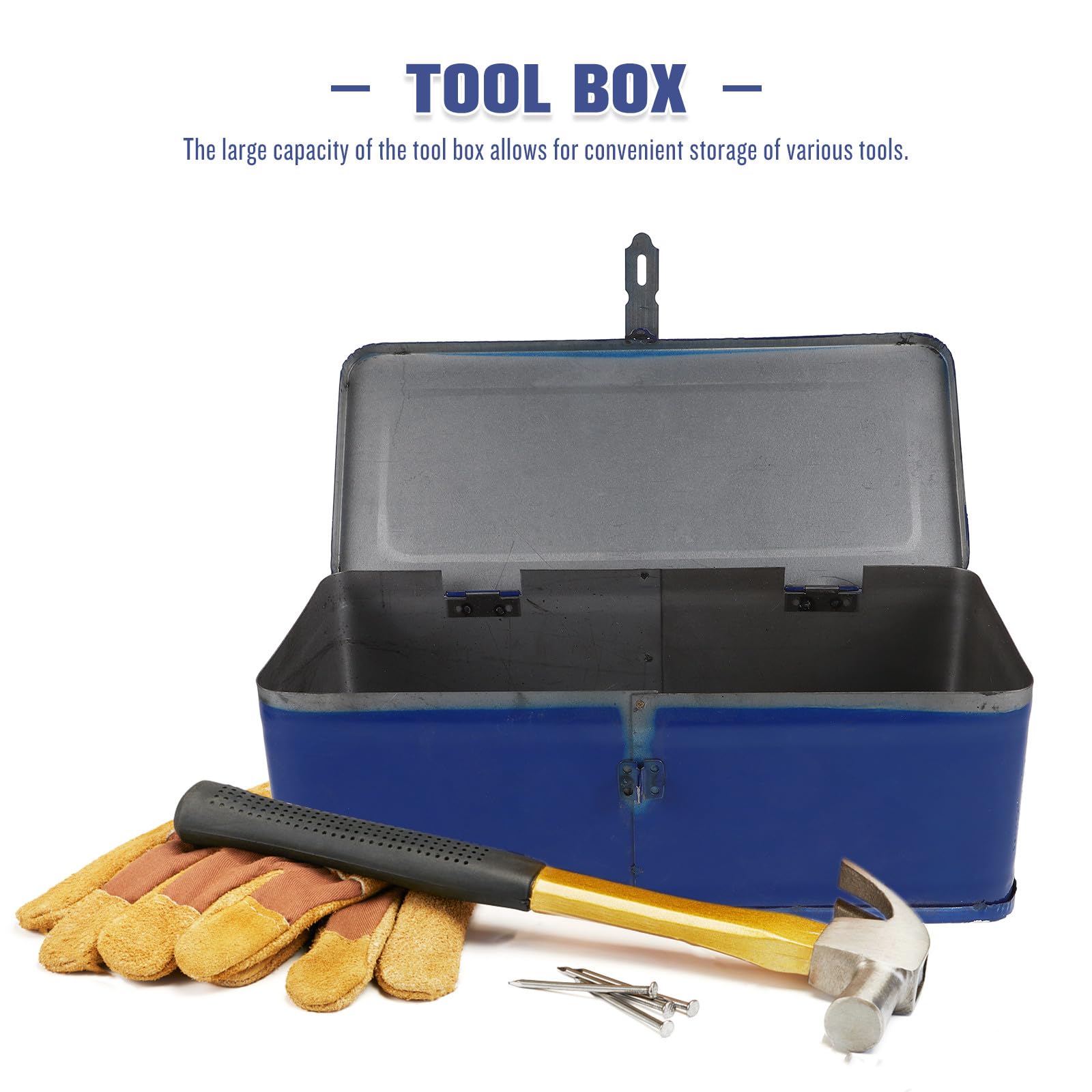 Baluue Boîte à Outils Métallique en Fer Robuste pour Voiture, Conteneur de Rangement D'outils, Grand Format Portable, Organisateur Mécanicien, Usage Domestique et Atelier,