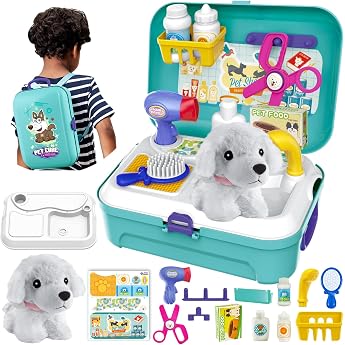 HERSITY Tierarzt Spielset Kind Tierarztkoffer Hund Kinderspielzeug 3 Jahre