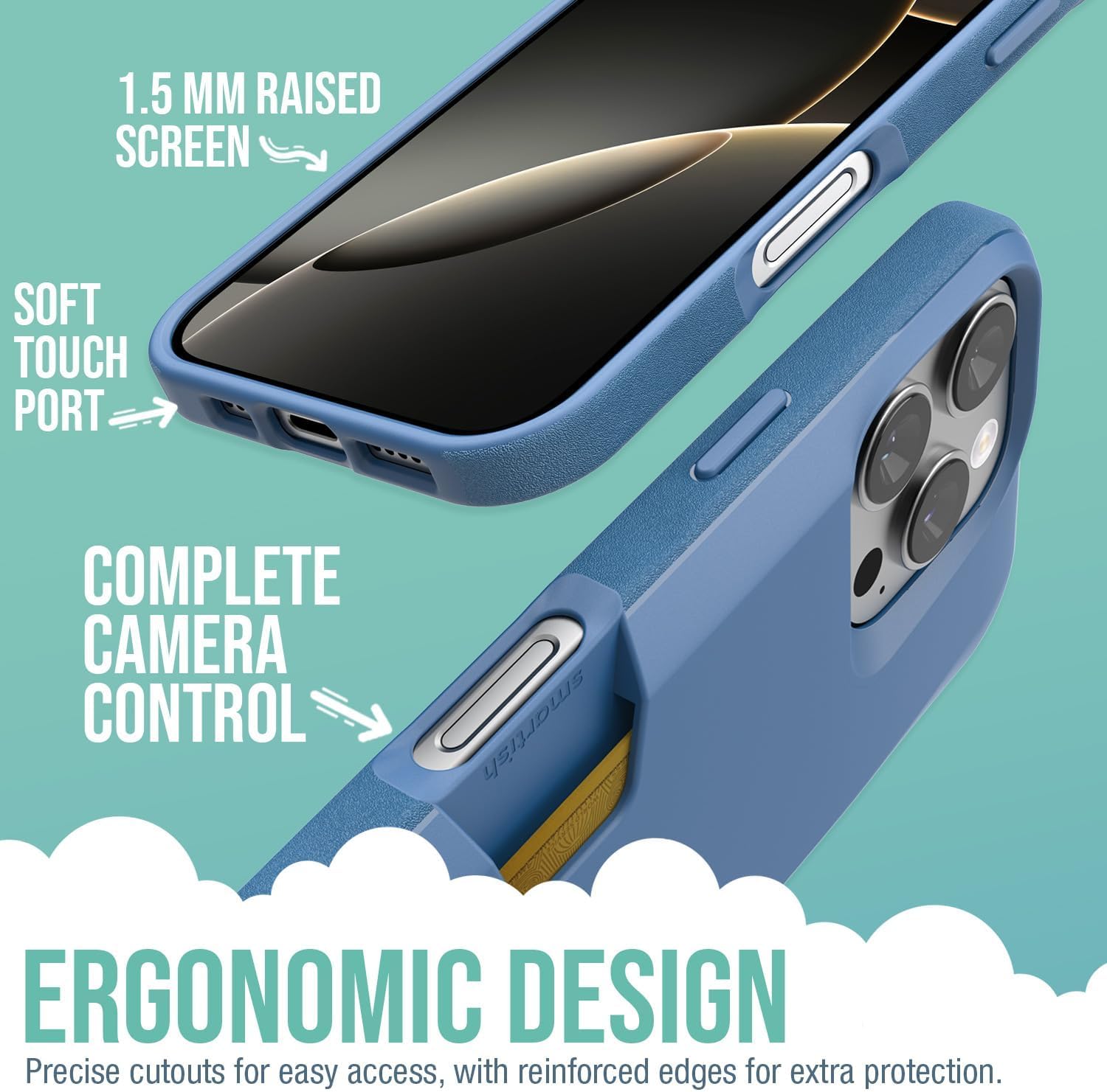 Smartish® iPhone 16 Pro Wallet Case - Wallet Slayer Vol. 1 [Slim + Protective] Credit Card Holder - Drop Tested Hidden Flip Card Slot Cover Compatible with Apple iPhone 16 Pro - Blues on The Green - Image 3