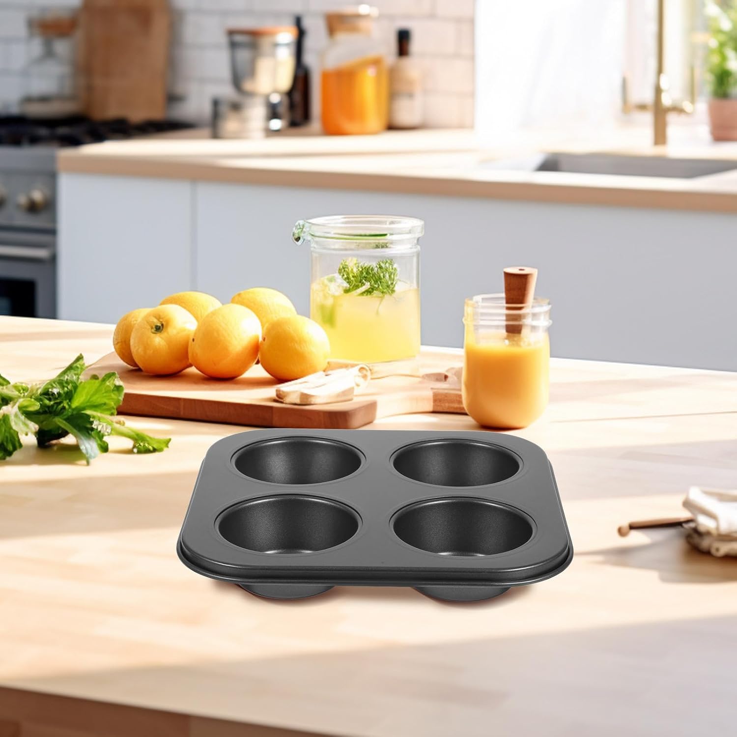 Muffin Cup Baking Tray 4-Cup Non-Stick Cupcake Molds for Oven Baking 7.08 X 7.08 X 1.18 in Bakeware for Home Kitchen and Cake Shop