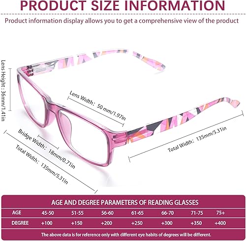 Miniatura 2 de BONCAMOR Paquete de 6 elegantes lentes de lectura para mujeres y hombres, bloqueo de luz azul, bisagras cuadradas de resorte, lectores de