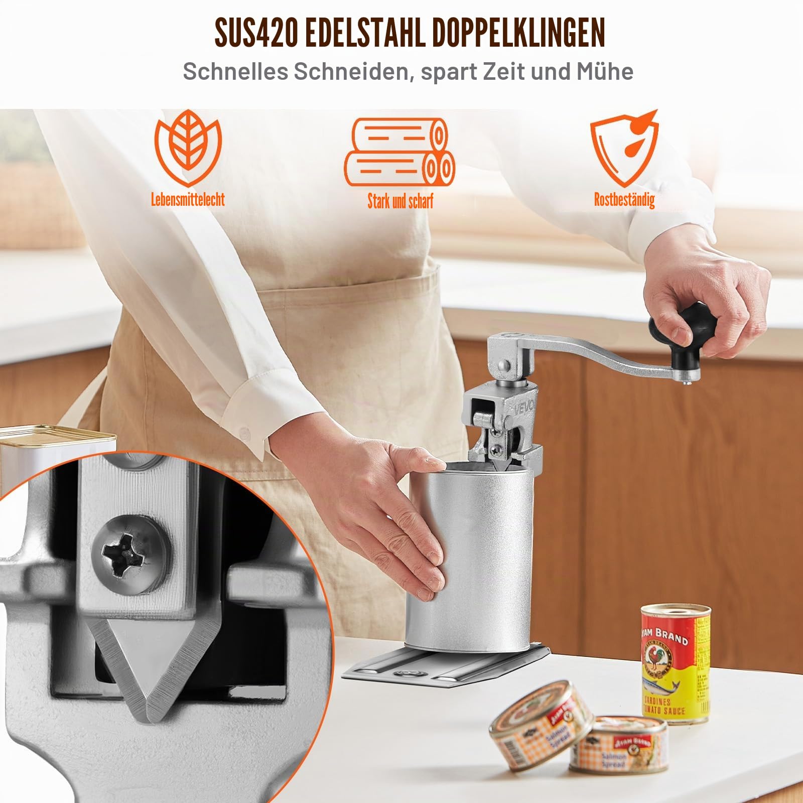 VEVOR kommerzieller Dosenöffner, manueller Tischdosenöffner für Dosen bis zu 30 cm Höhe, höhenverstellbarer Konservenöffner mit Schrauben, Büchsenöffner aus Stahlguss für Restaurants Hotels