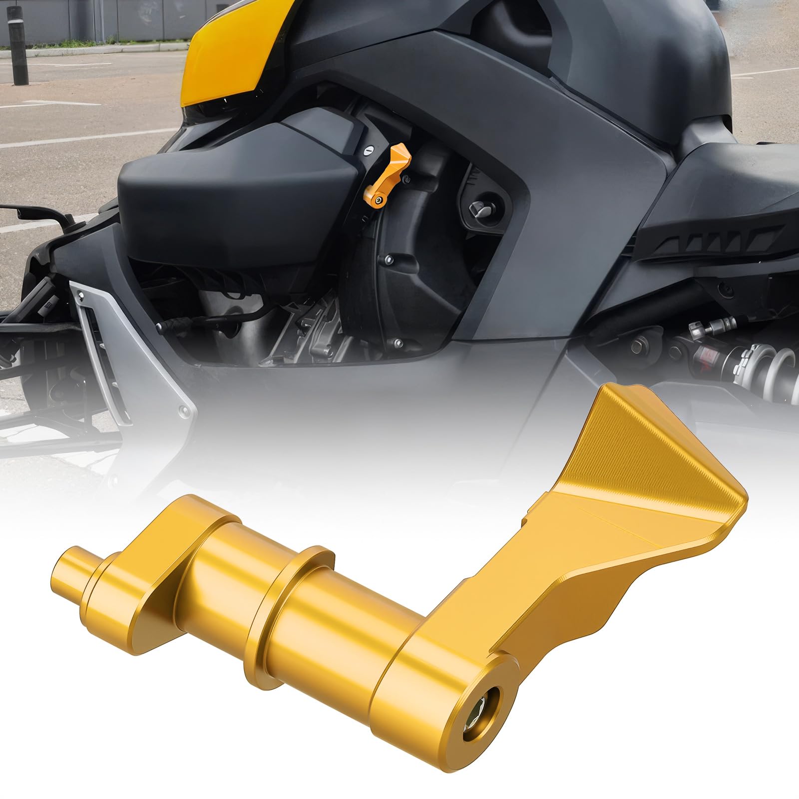 Aferrizu Parking Brake Lock Hand Lever Compatible with Can-Am Ryker 2015-2025 ACE 600 900 Rally Edition Sport CNC Billet Aluminum Parking Brake Lever (Yellow) — image 1