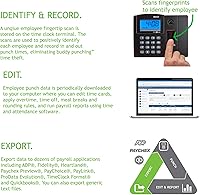 Vista 3 de Pyramid Time Systems - Pyramid TimeTrax Elite [TTELITEEK] Automated Biometric Fingerprint Time Clock for small Business, Employee In/Out Time