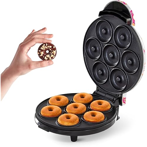 Dash Mini Donut Maker Machine for Kid-Friendly Breakfast, Snacks, Desserts & More with Non-stick Surface, Makes 7 Doughnuts, Donut Print