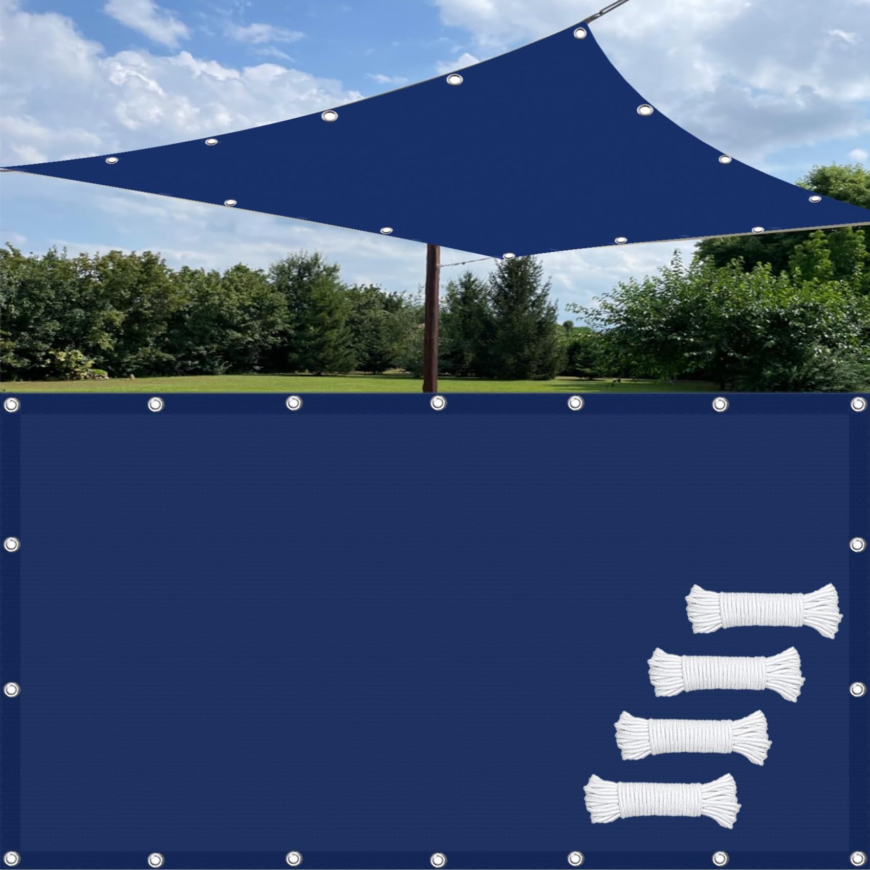 Markiza Ogrodowa 1.2 x 1.2 m 98% Przed Promieniowaniem Uv, Wodoodporny I Wiatroszczelny, Prostokątne Żagle Cieniujące Z Liną Na Patio, Do Ogrodu, Ciemnoniebieski