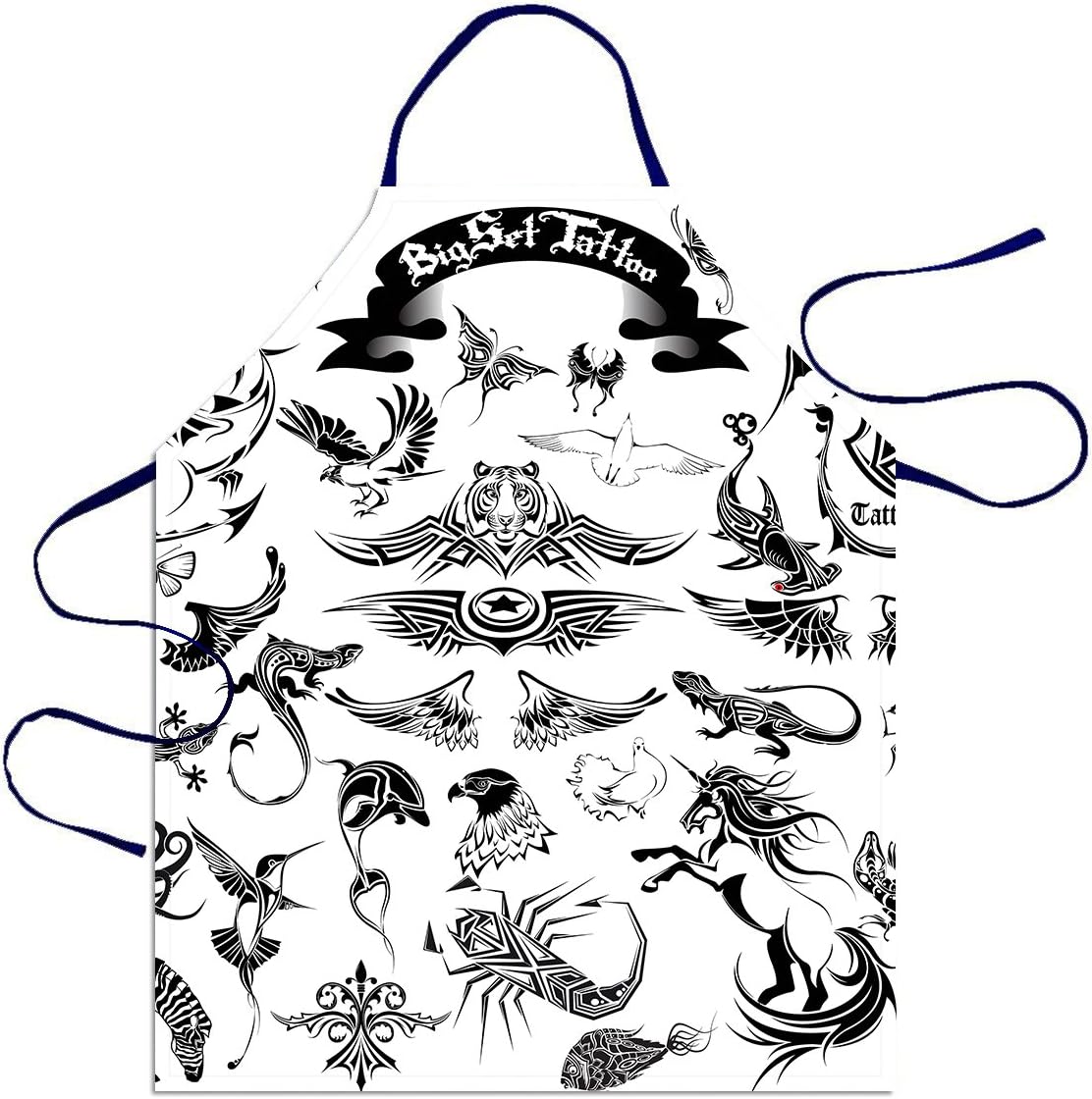 Huarda Fashion Personalized Customs Big Set Tattoo 100% Polyester Unisex Kitchen Aprons For Cooking And Barbecue